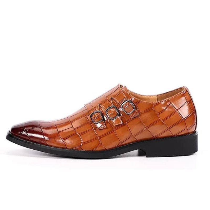 chaussure monk strap homme, chaussure homme à boucles, chaussure homme motifs croco, chaussure de ville élégante, chaussure homme bout pointu