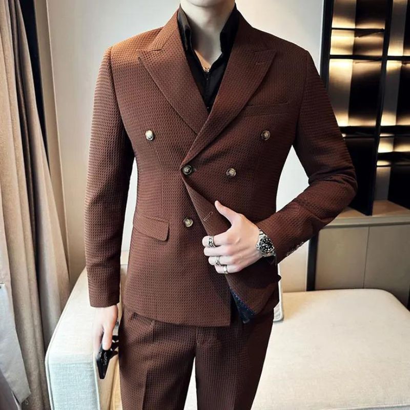 costume croisé homme, costume homme slim fit, costume texturé homme, costume homme moderne, costume mariage homme chic








