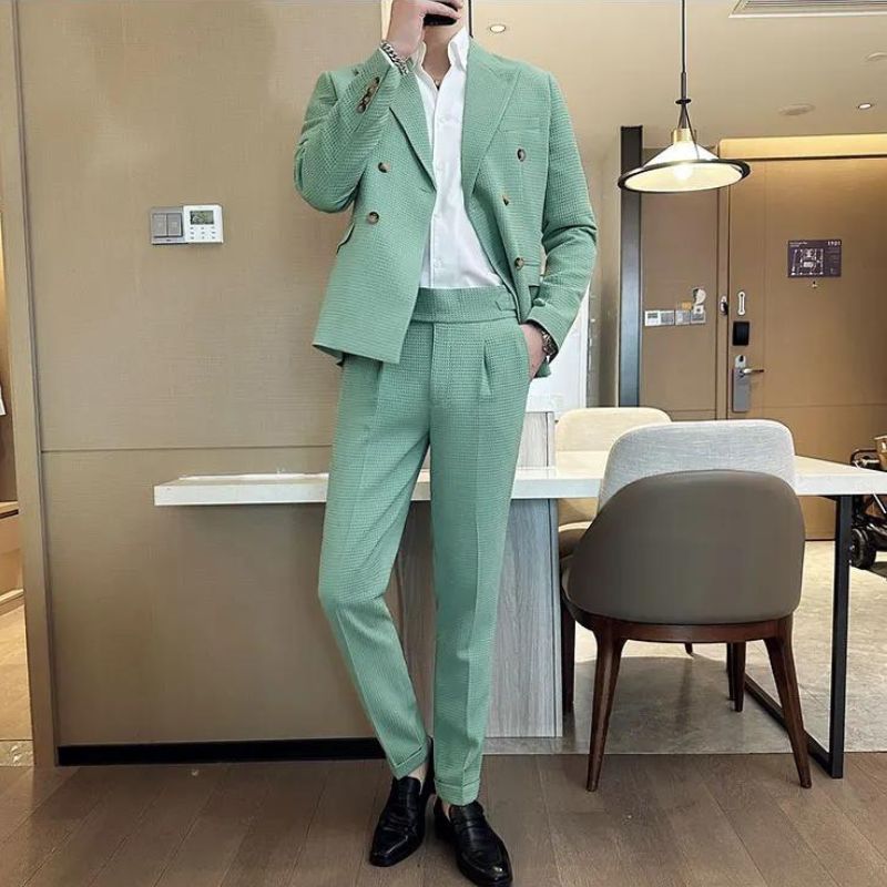 costume croisé homme, costume homme slim fit, costume texturé homme, costume homme moderne, costume mariage homme chic







