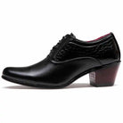chaussure homme talon bloc, chaussure homme détail croco, chaussure de ville originale, chaussure homme élégante noire, chaussure homme soirée








