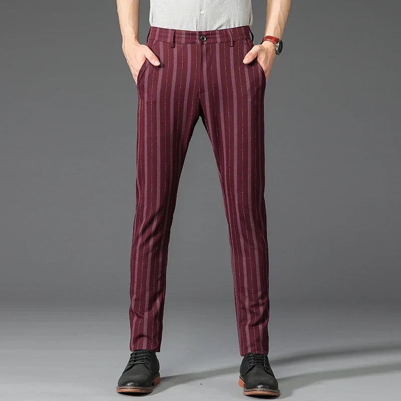 pantalon homme rayé, pantalon habillé premium, pantalon homme slim, pantalon homme élégant, pantalon de bureau homme