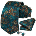 coffret cravate luxe, cravate imprimée en soie, accessoire homme formel, boutons de manchette et pochette, cravate design exclusif
