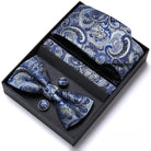 coffret cravate nœud papillon, ensemble cravate imprimée, accessoire homme de luxe, boutons de manchette en soie, coffret cadeau pour homme