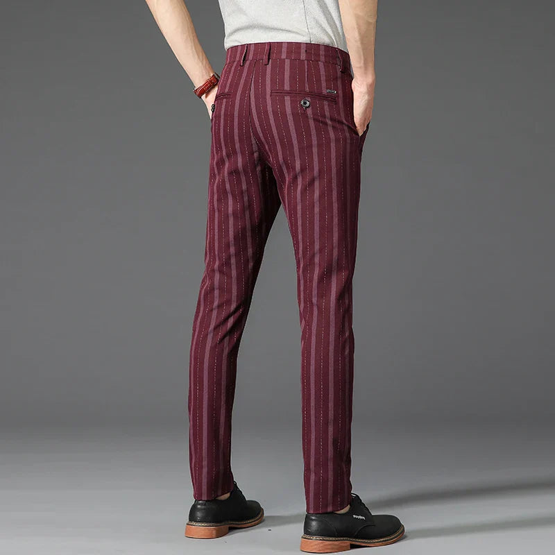 pantalon homme rayé, pantalon habillé premium, pantalon homme slim, pantalon homme élégant, pantalon de bureau homme