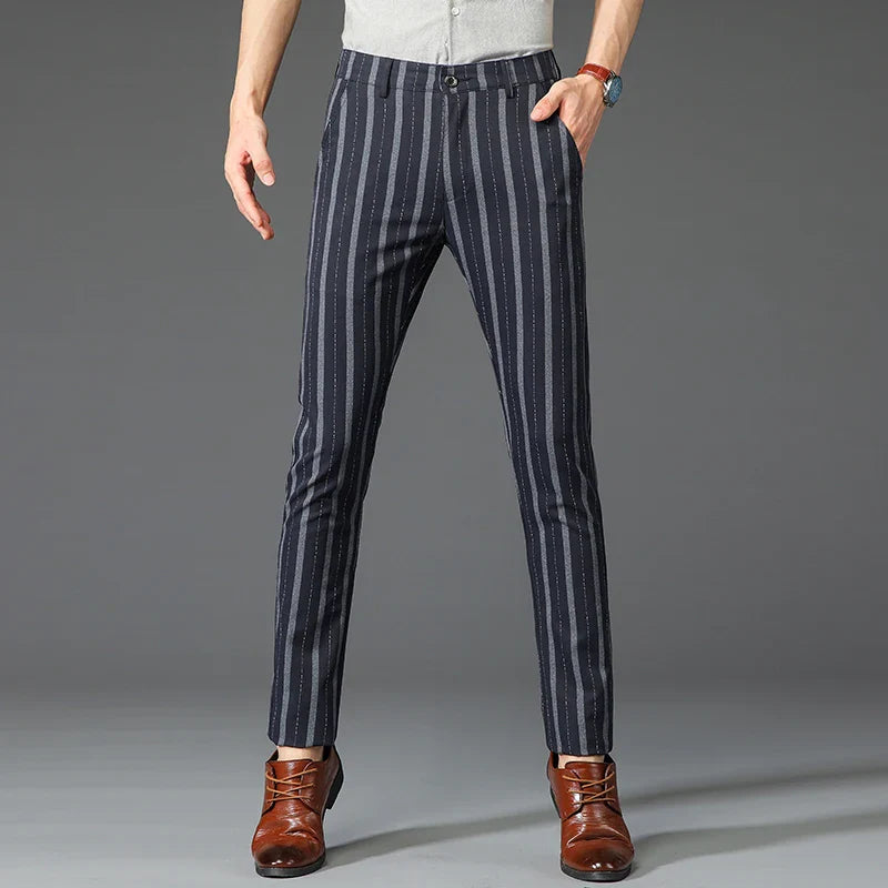 pantalon homme rayé, pantalon habillé premium, pantalon homme slim, pantalon homme élégant, pantalon de bureau homme