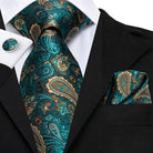 coffret cravate luxe, cravate imprimée en soie, accessoire homme formel, boutons de manchette et pochette, cravate design exclusif