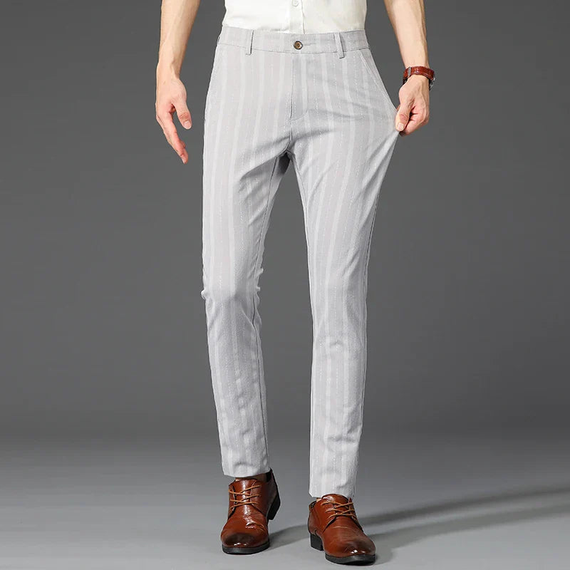 pantalon homme rayé, pantalon habillé premium, pantalon homme slim, pantalon homme élégant, pantalon de bureau homme