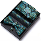 coffret cravate nœud papillon, ensemble cravate imprimée, accessoire homme de luxe, boutons de manchette en soie, coffret cadeau pour homme