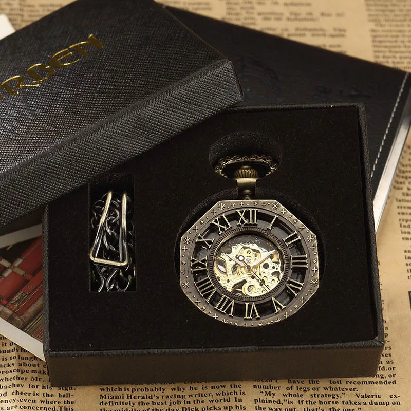 Montre pour homme, Montre luxueuse, Montre de luxe, Montre de poche vintage, Montre de poche argentée, Montre de poche mécanique classique, Montre de poche hexagonale