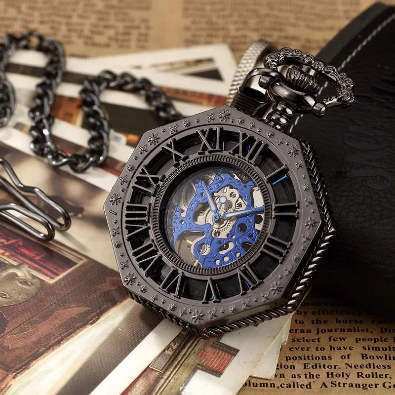 Montre pour homme, Montre luxueuse, Montre de luxe, Montre de poche vintage, Montre de poche argentée, Montre de poche mécanique classique, Montre de poche hexagonale