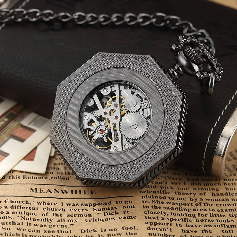 Montre pour homme, Montre luxueuse, Montre de luxe, Montre de poche vintage, Montre de poche argentée, Montre de poche mécanique classique, Montre de poche hexagonale