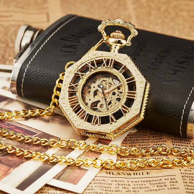 Montre pour homme, Montre luxueuse, Montre de luxe, Montre de poche vintage, Montre de poche argentée, Montre de poche mécanique classique, Montre de poche hexagonale