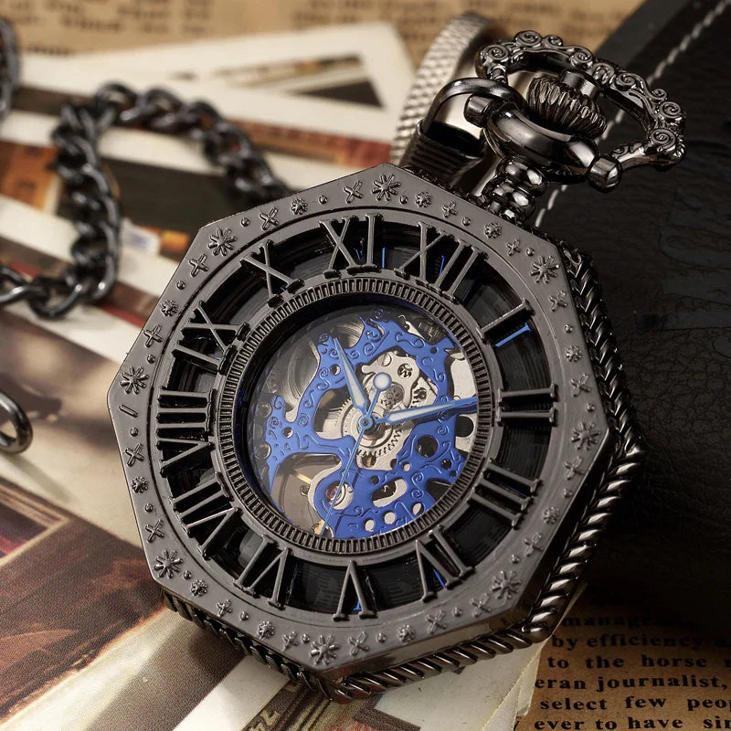 Montre pour homme, Montre luxueuse, Montre de luxe, Montre de poche vintage, Montre de poche argentée, Montre de poche mécanique classique, Montre de poche hexagonale