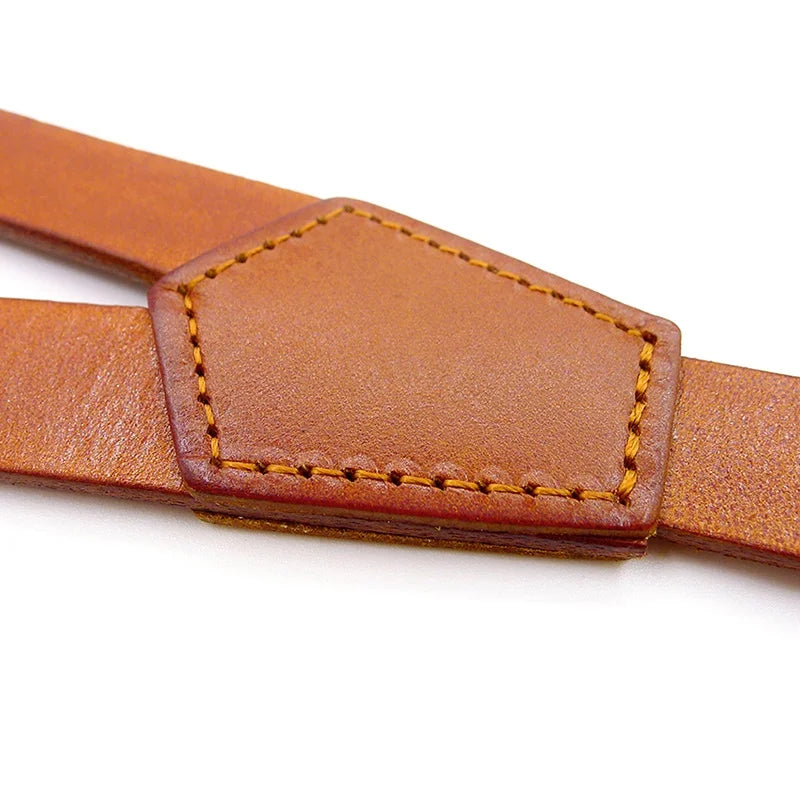 bretelles homme cuir, bretelles marron clair, accessoire élégant homme, bretelles cuir véritable, bretelles polyvalentes