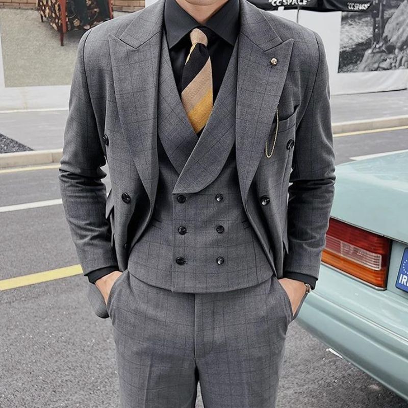 Costume Maximus, Costume Homme Croisé à Carreaux, Costume Homme Croisé, Costume Homme Complet, Costume Homme, Costume Croisé, Costume Carreaux, Costume