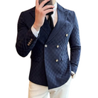 veste homme croisée carreaux, veste homme quadrillée, veste homme élégante, blazer homme style anglais, costume croisé



