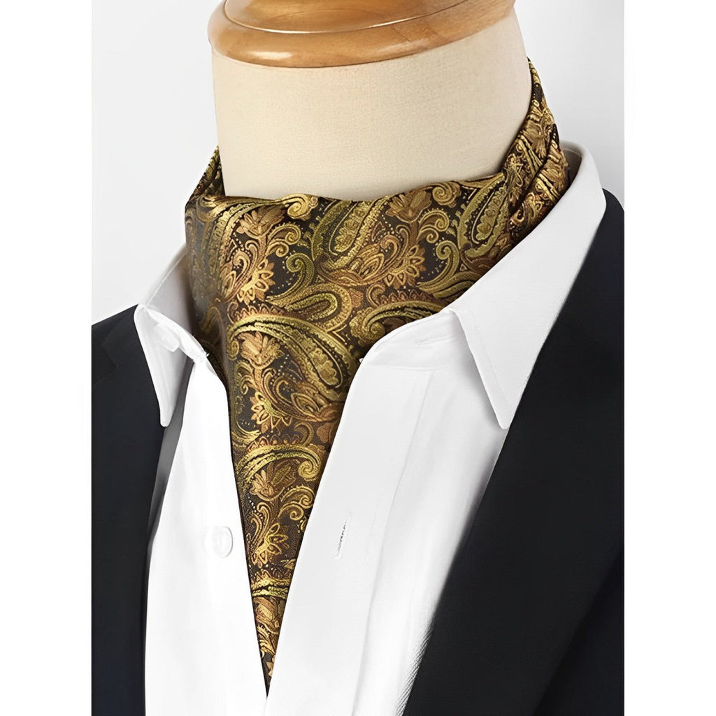 cravate ascot homme, ascot imprimé luxe, accessoire masculin élégant, cravate ascot en polyester, cravate ascot sophistiquée