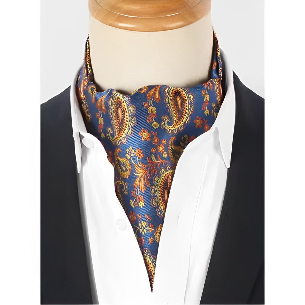 cravate ascot homme, ascot imprimé luxe, accessoire masculin élégant, cravate ascot en polyester, cravate ascot sophistiquée