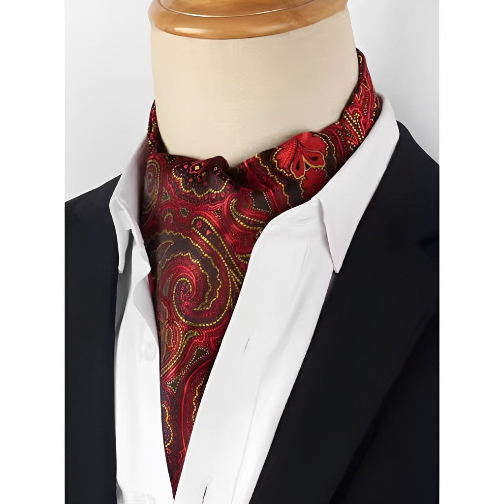 cravate ascot homme, ascot imprimé luxe, accessoire masculin élégant, cravate ascot en polyester, cravate ascot sophistiquée