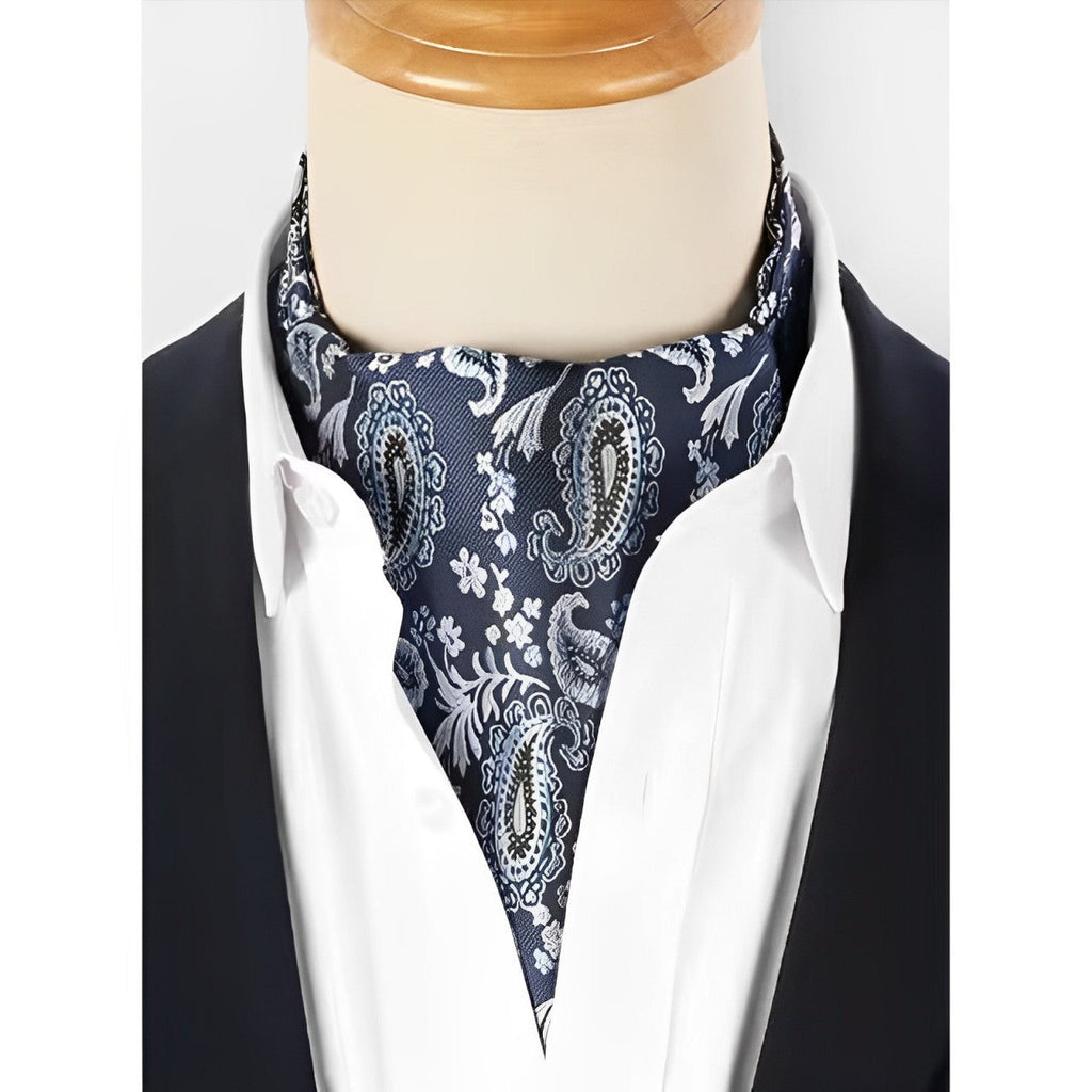 cravate ascot homme, ascot imprimé luxe, accessoire masculin élégant, cravate ascot en polyester, cravate ascot sophistiquée