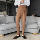 pantalon taille haute homme, pantalon slim habillé, pantalon homme élégant, pantalon formel taille haute, pantalon homme polyester