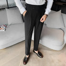 pantalon taille haute homme, pantalon slim habillé, pantalon homme élégant, pantalon formel taille haute, pantalon homme polyester
