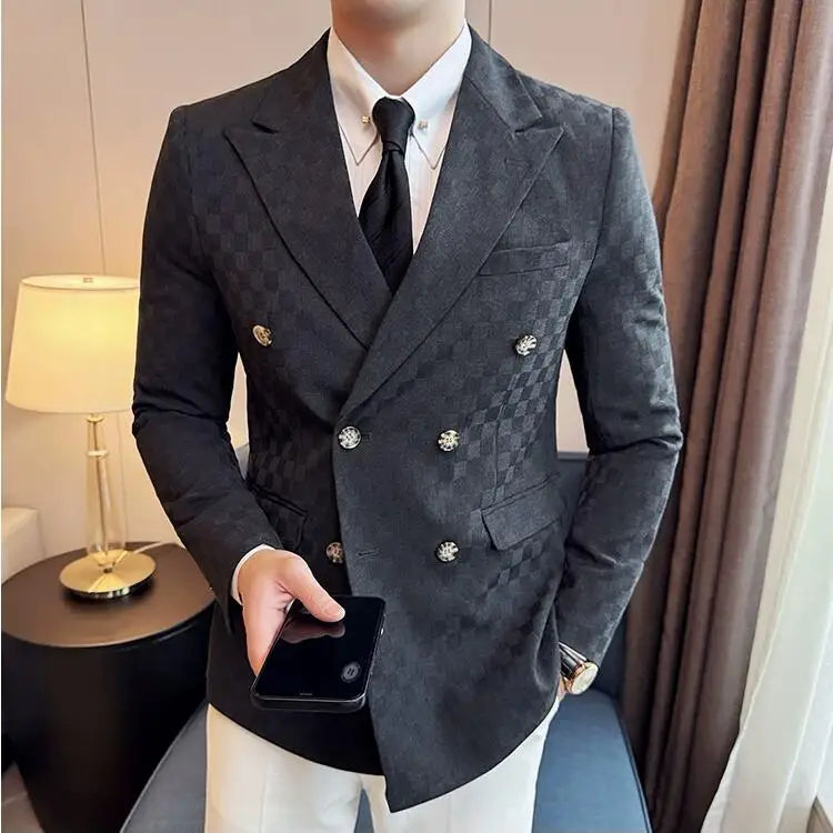 veste homme croisée carreaux, veste homme quadrillée, veste homme élégante, blazer homme style anglais, costume croisé



