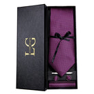 coffret cravate luxe, cravate imprimée en soie, accessoire homme formel, boutons de manchette et pochette, cravate design exclusif