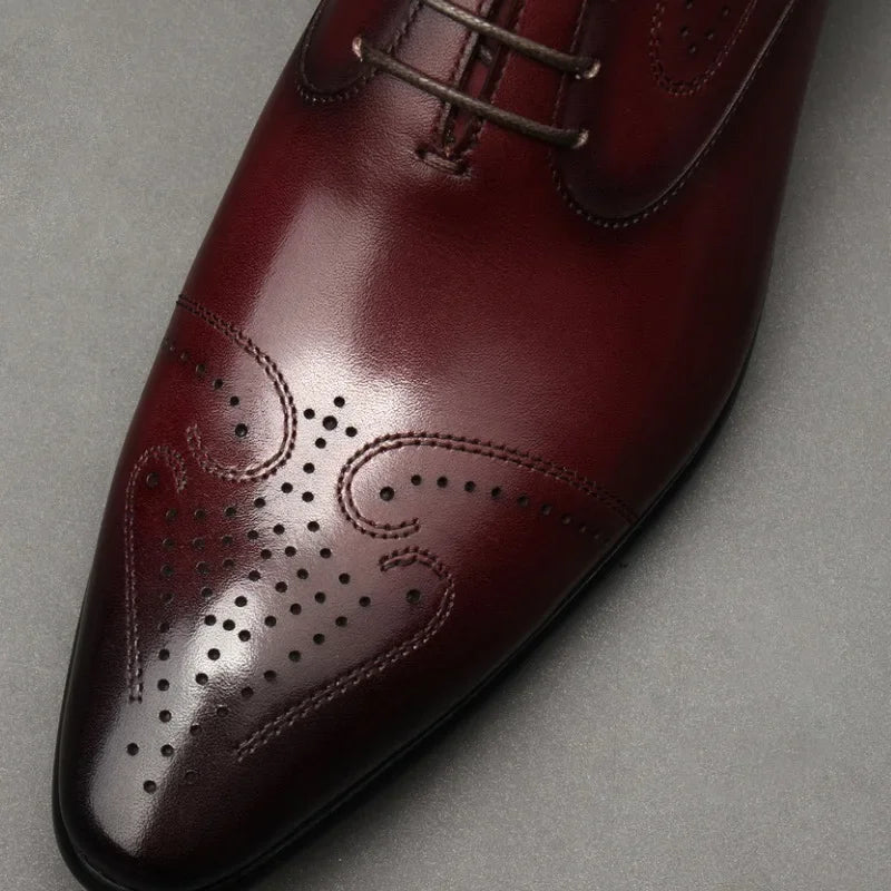chaussure richelieu homme, chaussure homme perforée, chaussure de ville marron, chaussure formelle originale, chaussure homme bout pointu