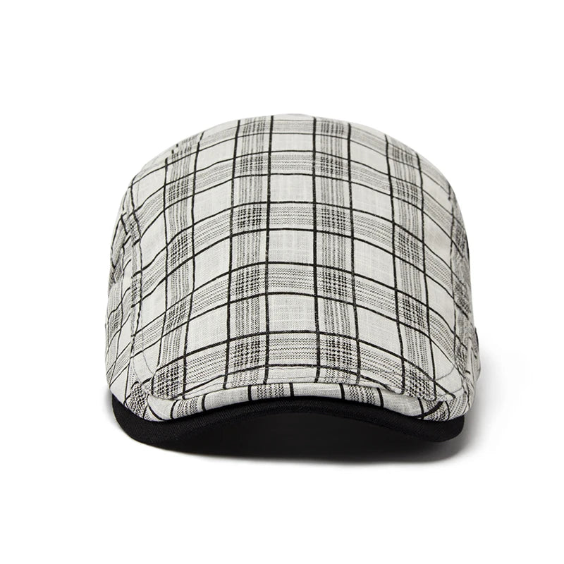 béret homme carreaux, béret en coton, accessoire homme vintage, béret design rétro, béret ajustable homme