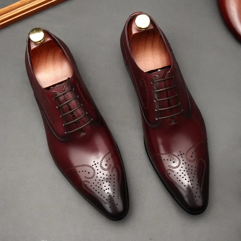 chaussure richelieu homme, chaussure homme perforée, chaussure de ville marron, chaussure formelle originale, chaussure homme bout pointu
