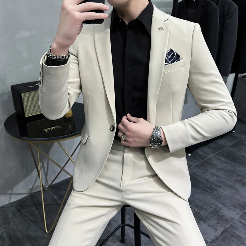 Costume homme, Costume homme slim, Costume homme slim décontracté, Costume homme beige