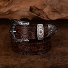 ceinture homme style western, ceinture en cuir de vache, boucle imposante, accessoire homme rustique, ceinture gravée