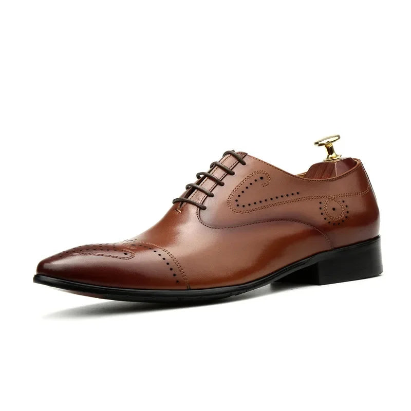 chaussure richelieu homme, chaussure homme perforée, chaussure de ville marron, chaussure formelle originale, chaussure homme bout pointu