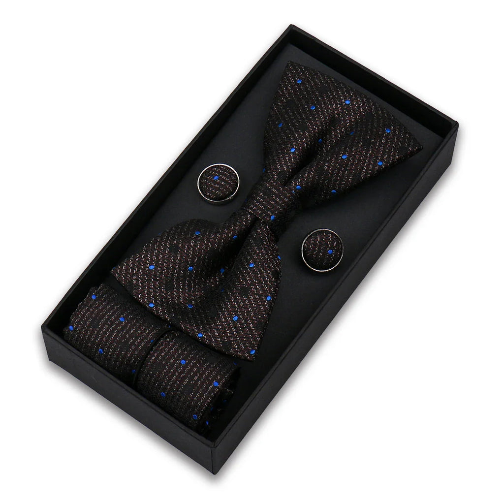 coffret cravate nœud papillon, nœud papillon imprimé, accessoire homme élégant, coffret cadeau masculin, ensemble cravate sophistiqué