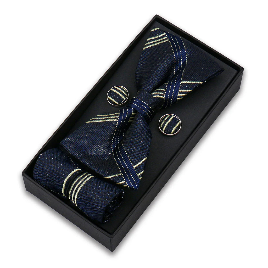 coffret cravate nœud papillon, nœud papillon imprimé, accessoire homme élégant, coffret cadeau masculin, ensemble cravate sophistiqué