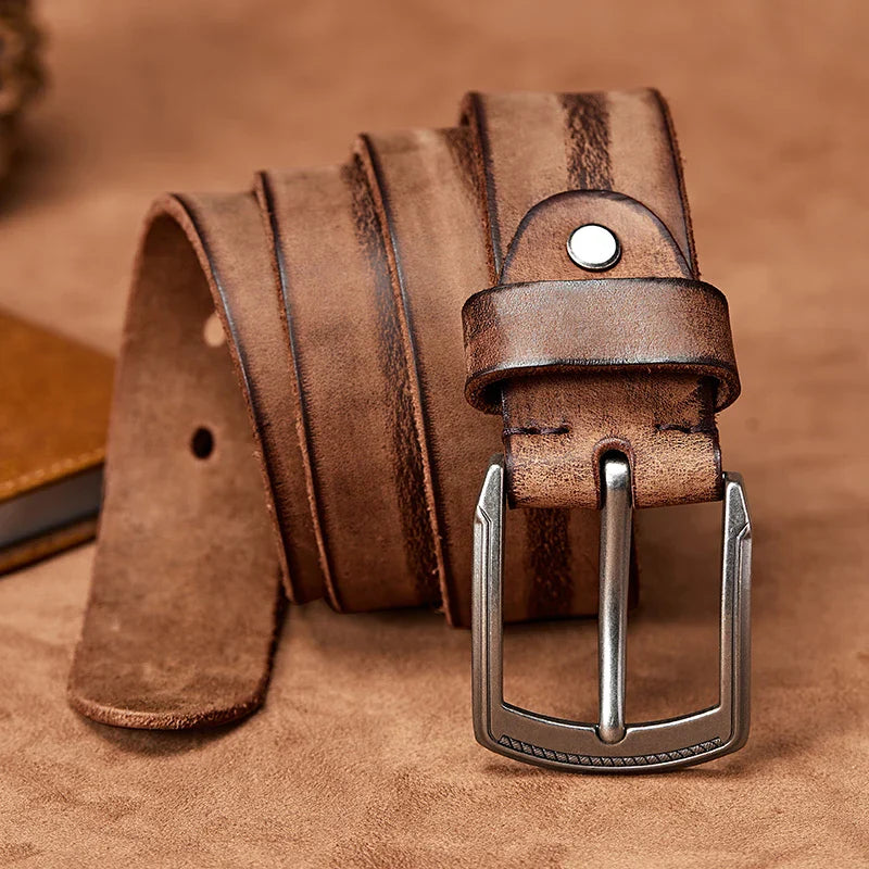 ceinture homme cuir vieilli, ceinture en cuir de vache, accessoire homme vintage, ceinture casual, ceinture en cuir robuste