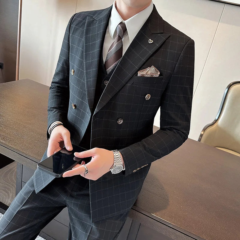 Costume Homme à Carreaux, Costume Homme Slim Fit, Costume Homme Croisé, Costume Homme Complet, Costume Homme, Costume Croisé, Costume 3 Pièces Slim Fit, Costume 3 Pièces Moderne, Costume 3 Pièces Croisé à Carreaux, Costume 3 Pièces Croisé, Costume 3 Pièces Carreaux, costume 3 Pièces
