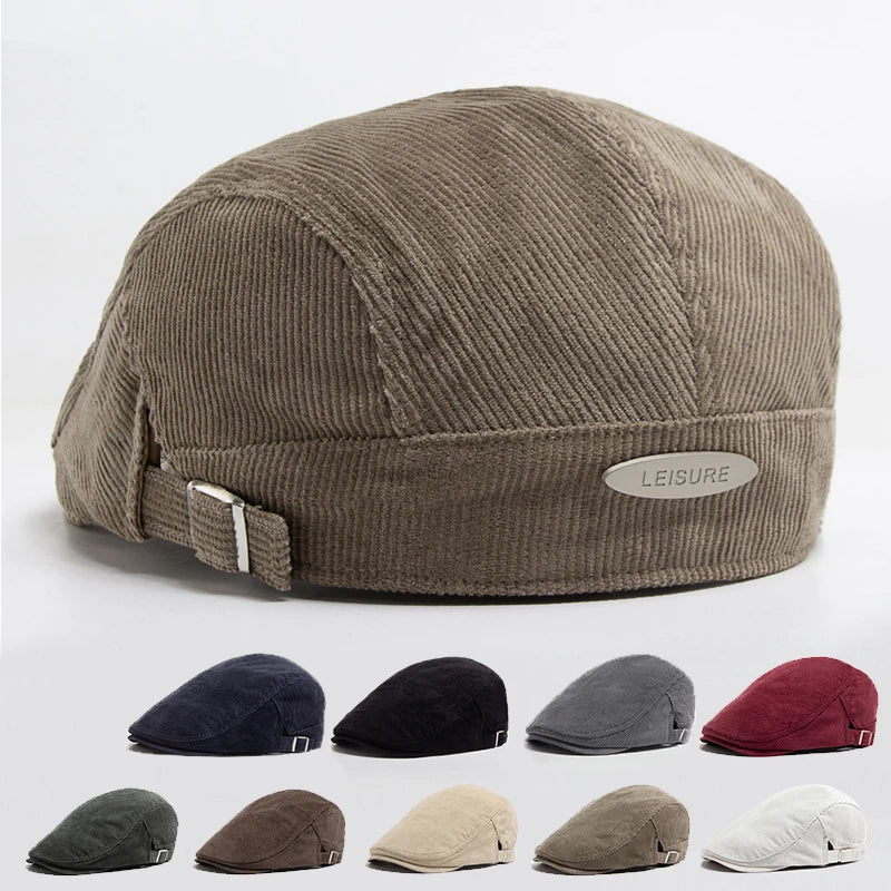 béret homme côtelé, béret en coton et polyester, béret élégant homme, accessoire masculin contemporain, béret ajustable