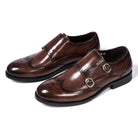 chaussure double monk strap, chaussure brogue homme, chaussure homme marron, chaussure de ville élégante, chaussure homme à boucles
