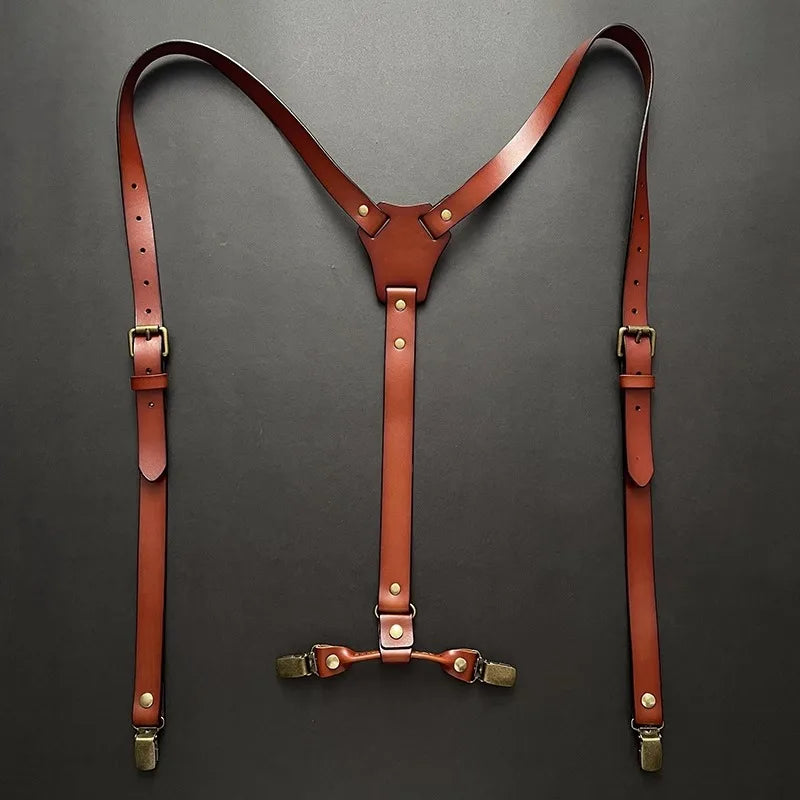 bretelles homme cuir, bretelles vintage, accessoire homme élégant, bretelles cuir véritable, bretelles classiques