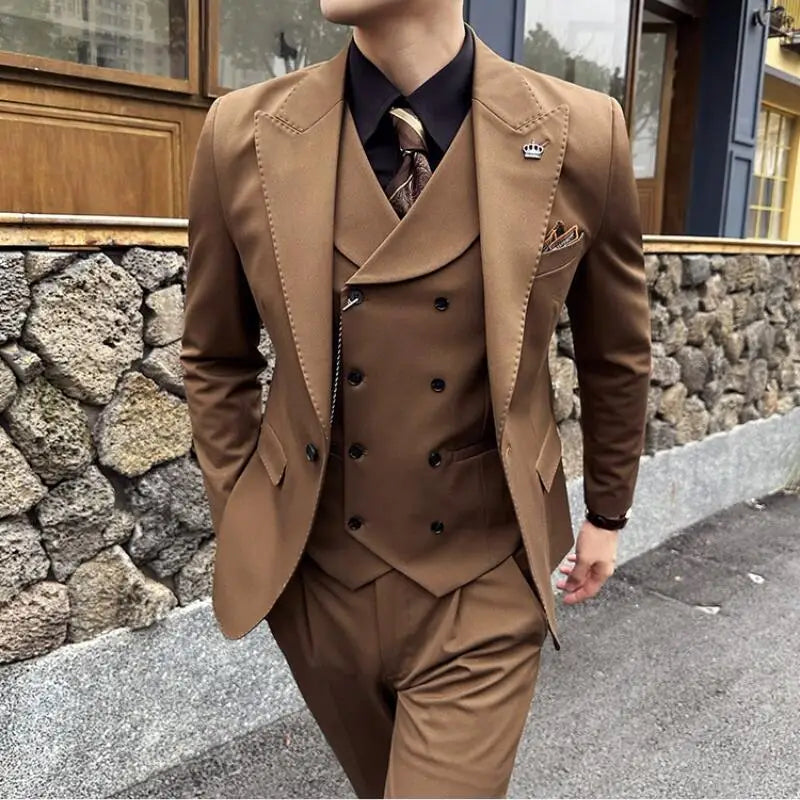 Costume Slim, Costume Homme Slim Fit, Costume Homme Complet, Costume Homme, Costume avec Gilet Croisé, Costume