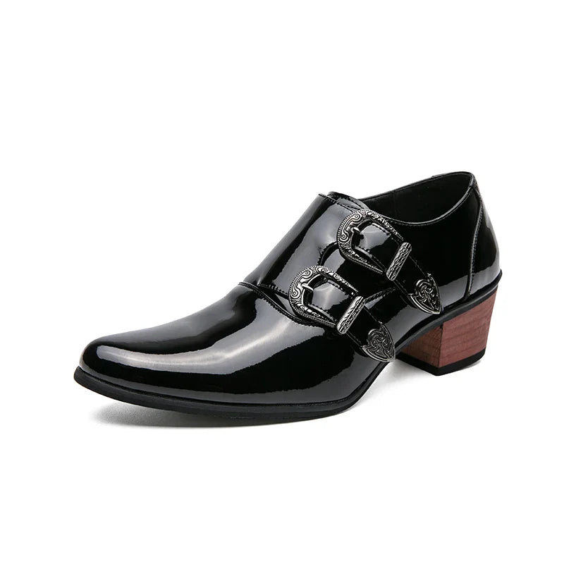 chaussure homme talon bloc, chaussure homme détail croco, chaussure de ville laçage, chaussure homme élégante originale, chaussure homme bout pointu