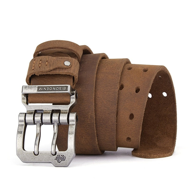 ceinture homme cuir de bison, ceinture cuir véritable, ceinture BISON DENIM, accessoire homme luxe, ceinture classique