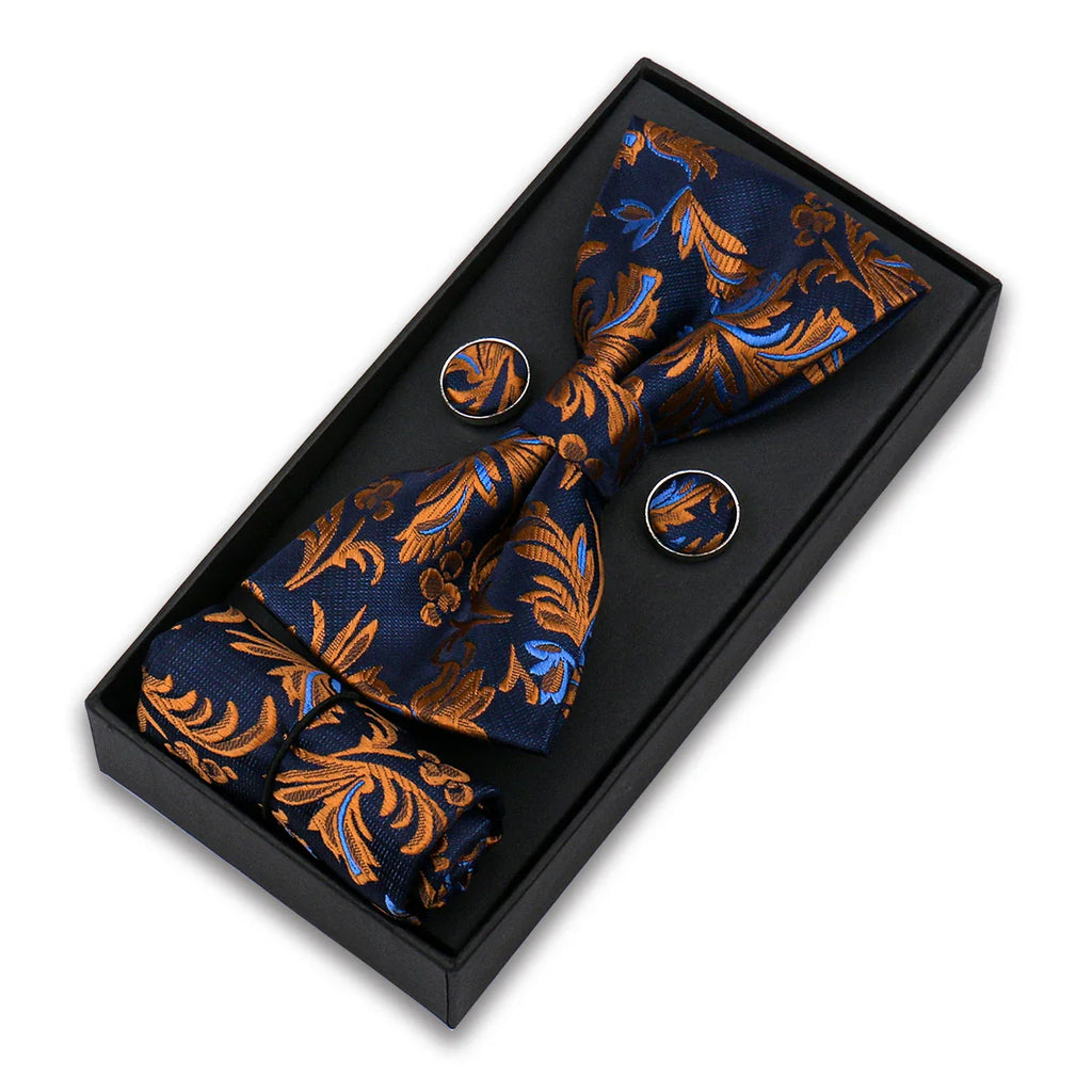 coffret cravate nœud papillon, nœud papillon imprimé, accessoire homme élégant, coffret cadeau masculin, ensemble cravate sophistiqué