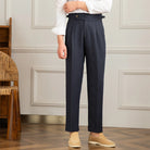 Pantalon en lin et coton, Pantalon de costume homme slim, Pantalon de tailleur à plis, Pantalon chic homme
