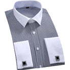chemise habillée slim fit homme, chemise habillée avec boutons de manchette, chemise habillée bleue et blanche