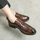 Chaussure de ville marron, Chaussure brogue pour homme, Chaussure de luxe en cuir, Chaussure à lacets formelle



