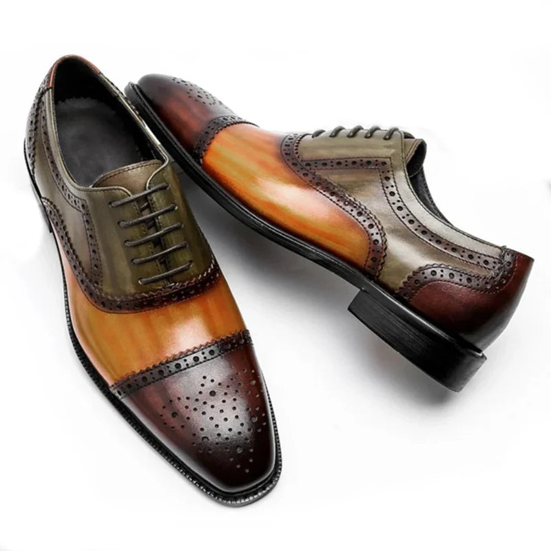 chaussure homme tricolore, chaussure en cuir homme, chaussure de ville moderne, chaussure formelle élégante, chaussure de luxe homme