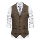 gilet homme revers, gilet homme vintage, gilet homme élégant, veste sans manches homme, gilet homme polyester







